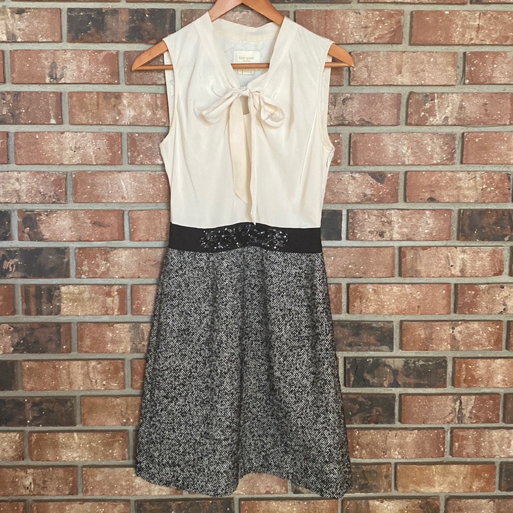 kate spade Cream and Black Tweed Mini Dress